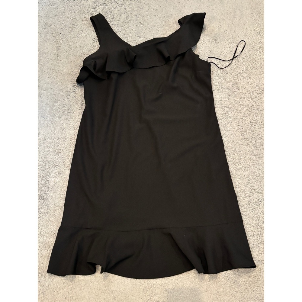 Nicole Miller Studio Black One Shoulder Ruffle Cocktail Dress Size 10 Sleeveless